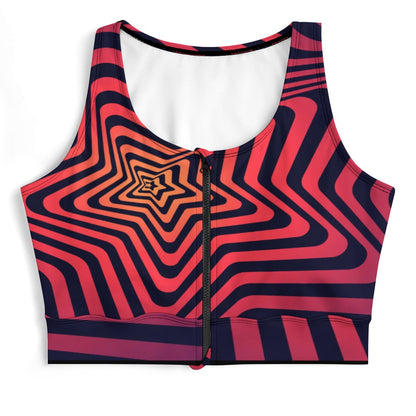 Red Illusions Zipper Crop