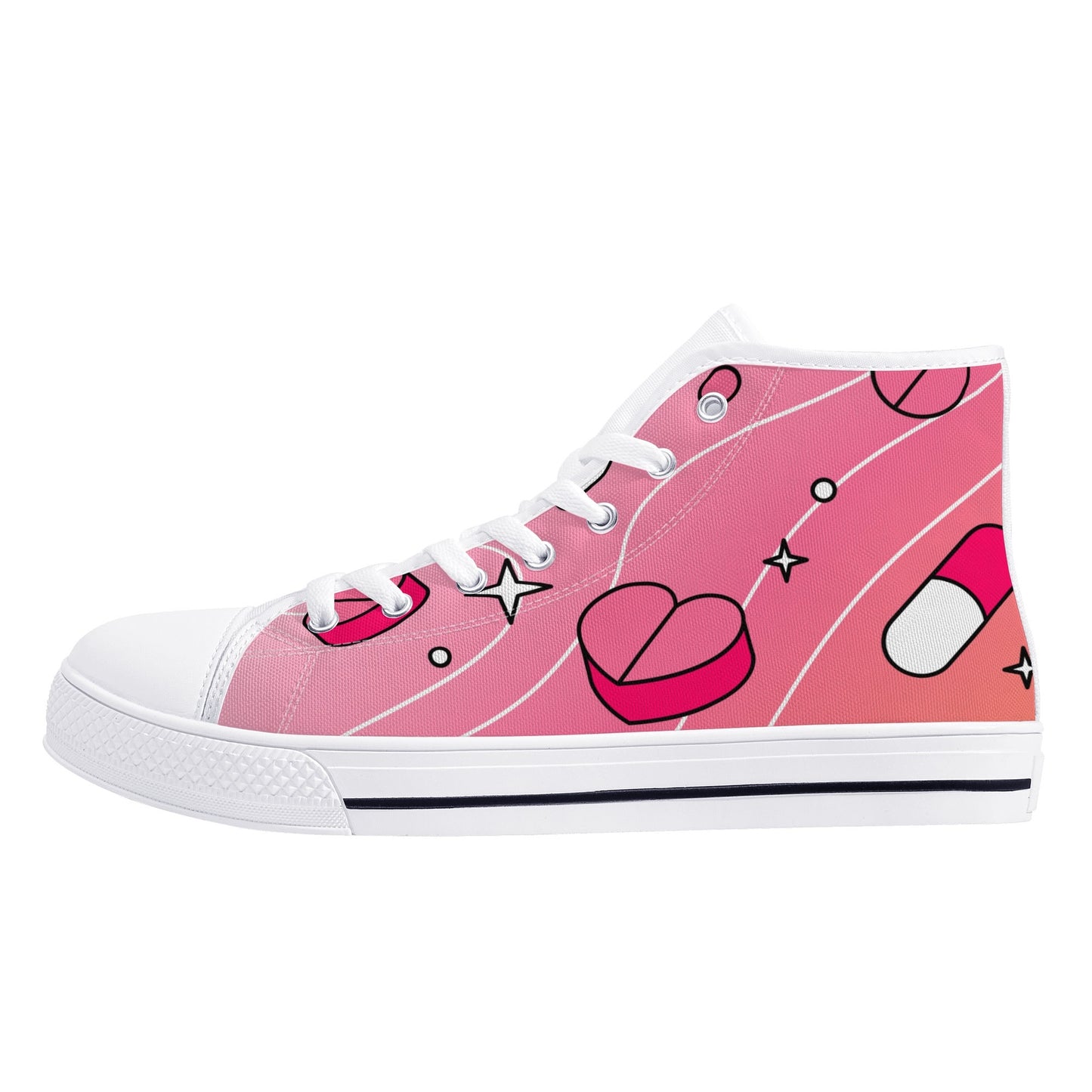 Love Is A Drug Womens High Top Canvas Shoes W/ Shoe Bag