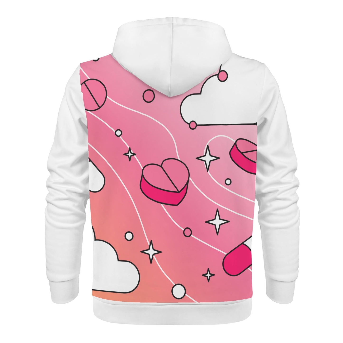 Love Is A Drug Mens Full Zip Hoodie (white sleeve)