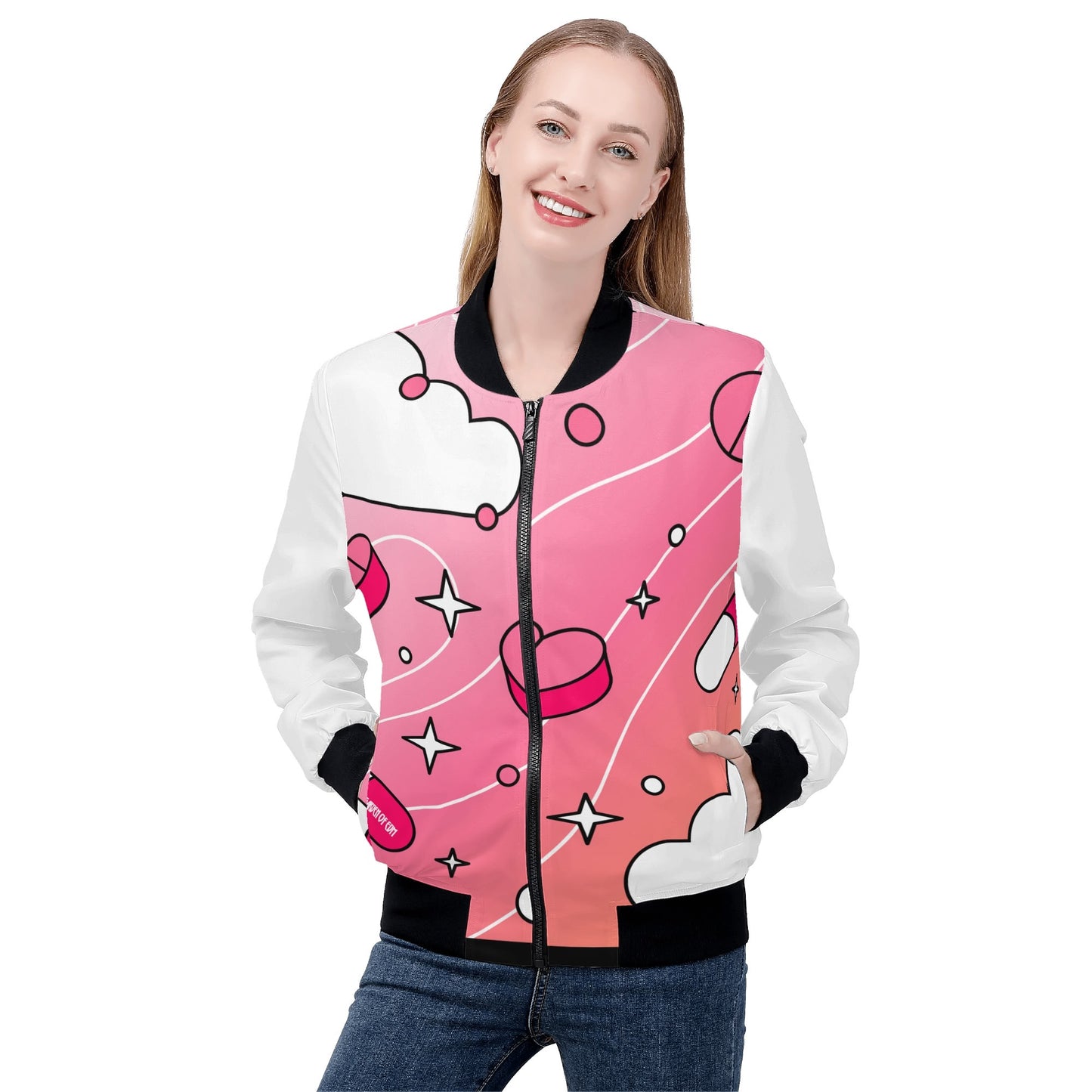 Love Is A Drug Womens Zip Up Bomber Jacket