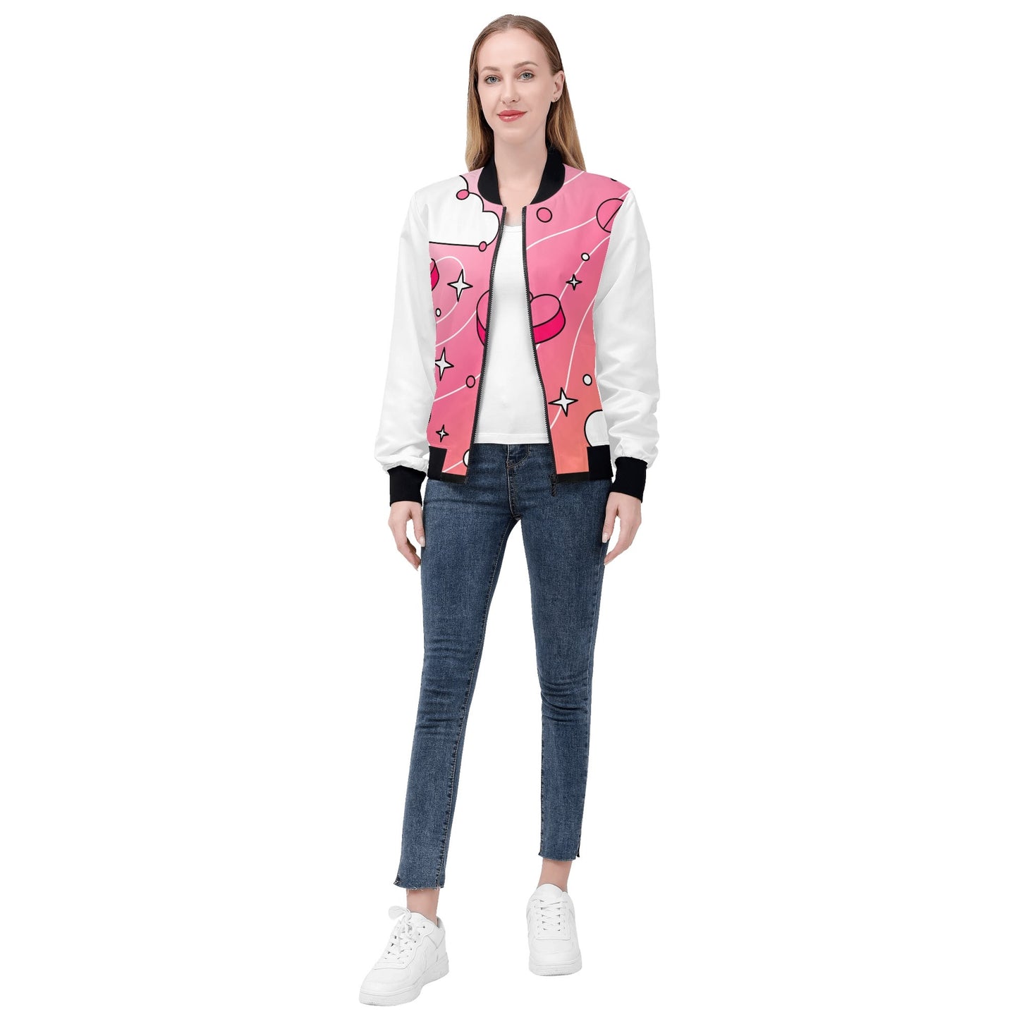 Love Is A Drug Womens Zip Up Bomber Jacket