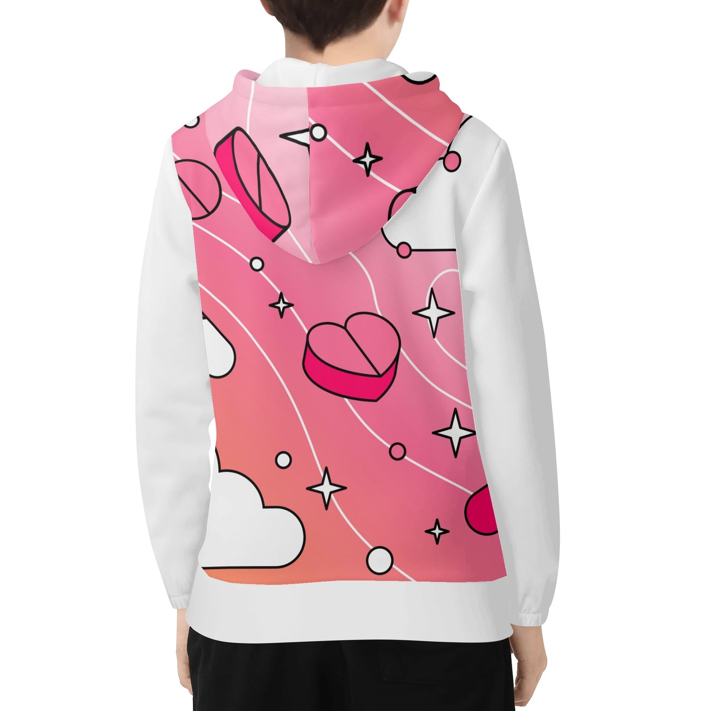 Love Is A Drug Youth Lightweight Full Zip Hoodie (Wht Sleeve)