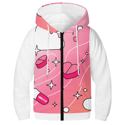 Love Is A Drug Youth Lightweight Full Zip Hoodie (Wht Sleeve)