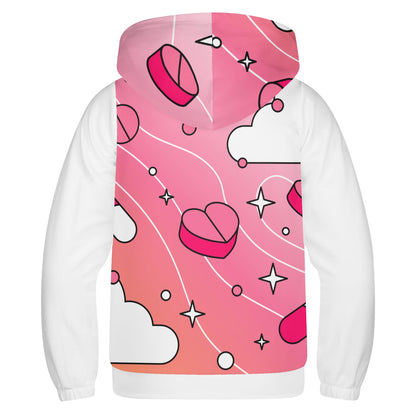 Love Is A Drug Youth Lightweight Full Zip Hoodie (Wht Sleeve)