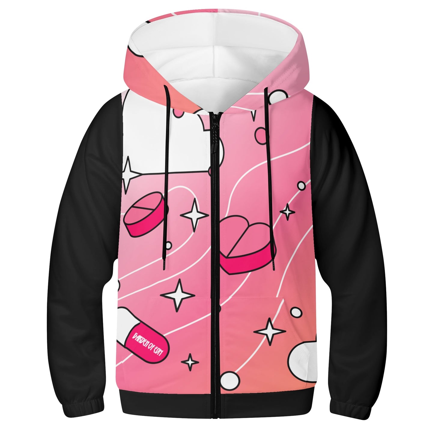 Love Is A Drug Youth Lightweight Full Zip Hoodie (Wht Sleeve)