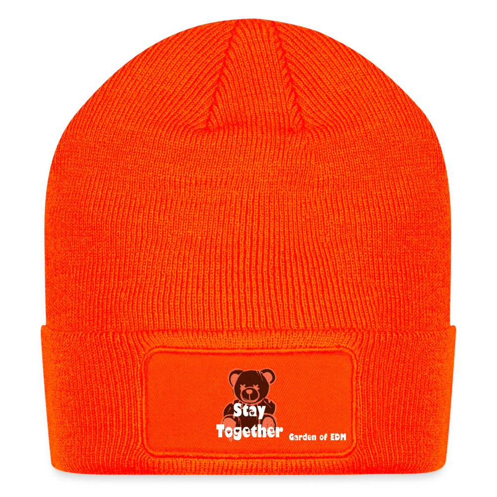 Stay Together Patch Beanie - neon orange