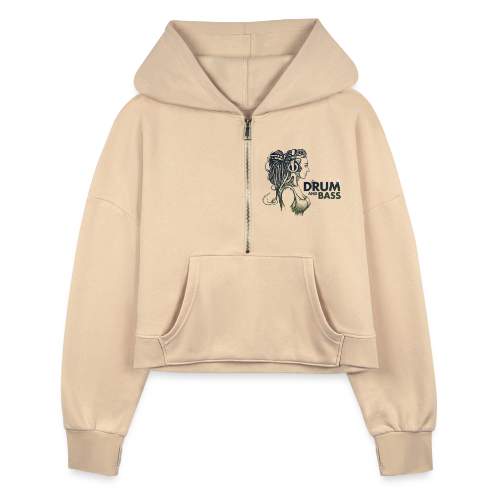 Drum and Bass Queen Half Zip Cropped Hoodie - nude