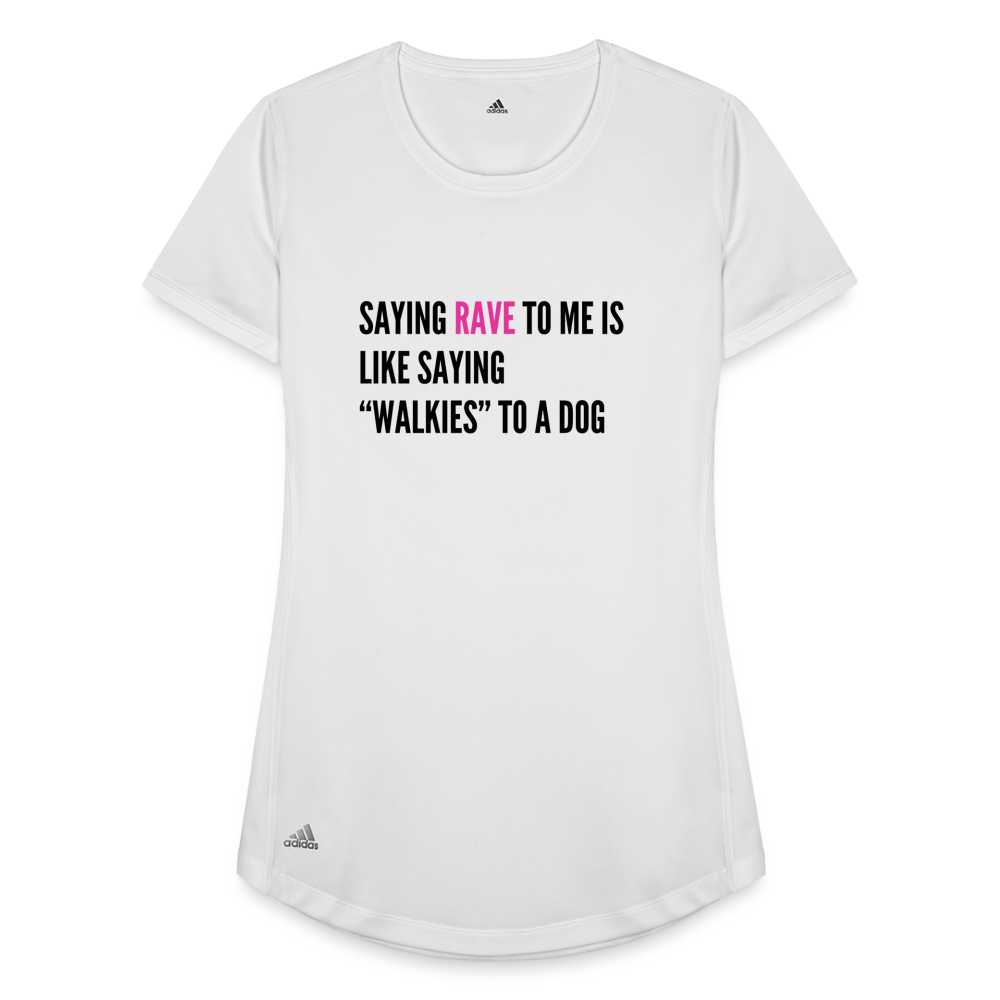 Say Rave Adidas Women's Recycled Performance T-Shirt - white