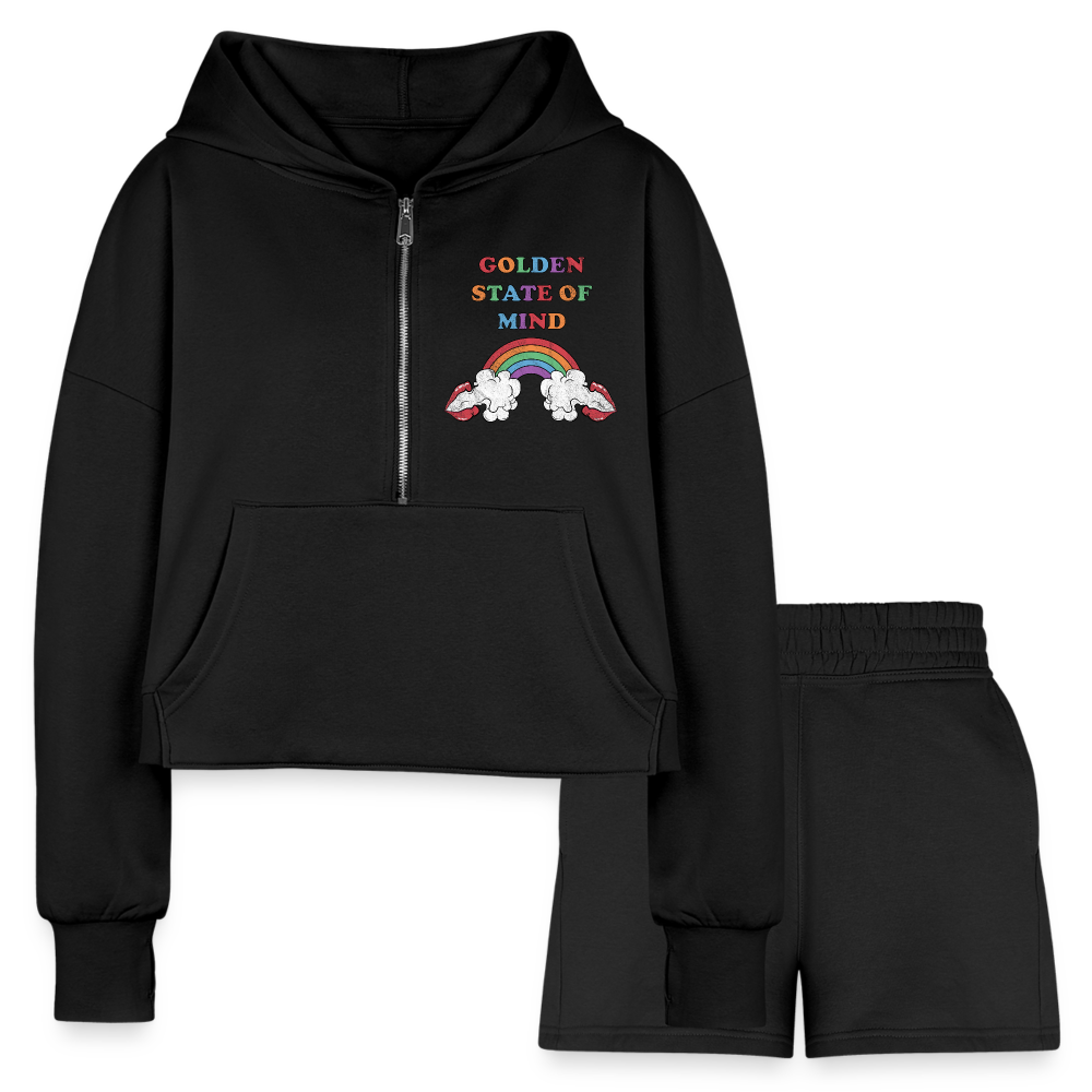 Golden State Hoodie & Short Set - black