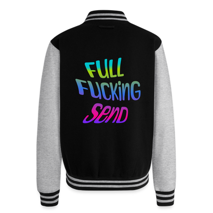 Full F*cking Send  Heavyweight Letterman Jacket - black/heather grey