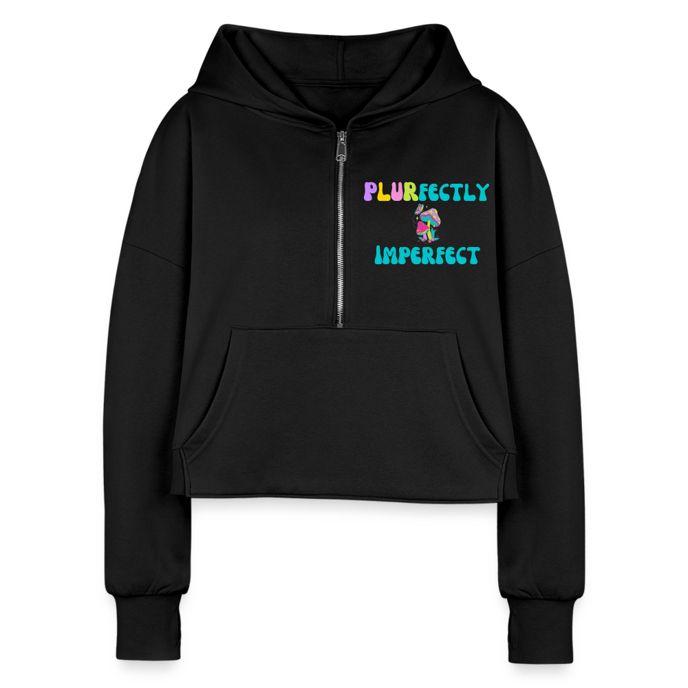 PLURfectly Imperfect Half Zip Cropped Hoodie - black