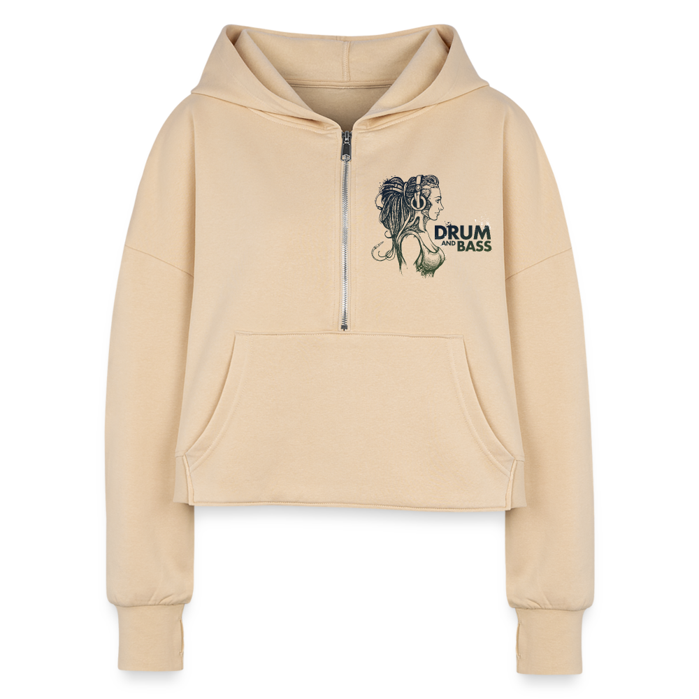 Drum and Bass Queen Half Zip Cropped Hoodie - nude