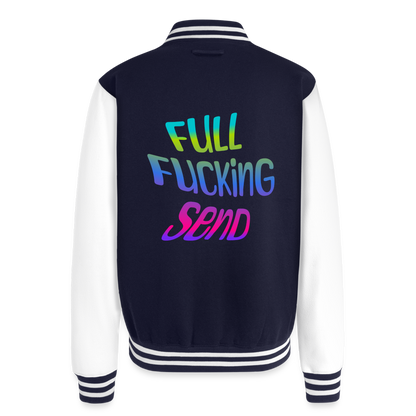 Full F*cking Send  Heavyweight Letterman Jacket - navy/white