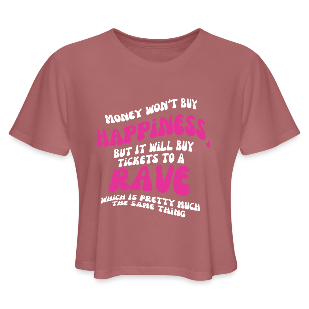 Money Buys Raves Cropped T-Shirt - mauve