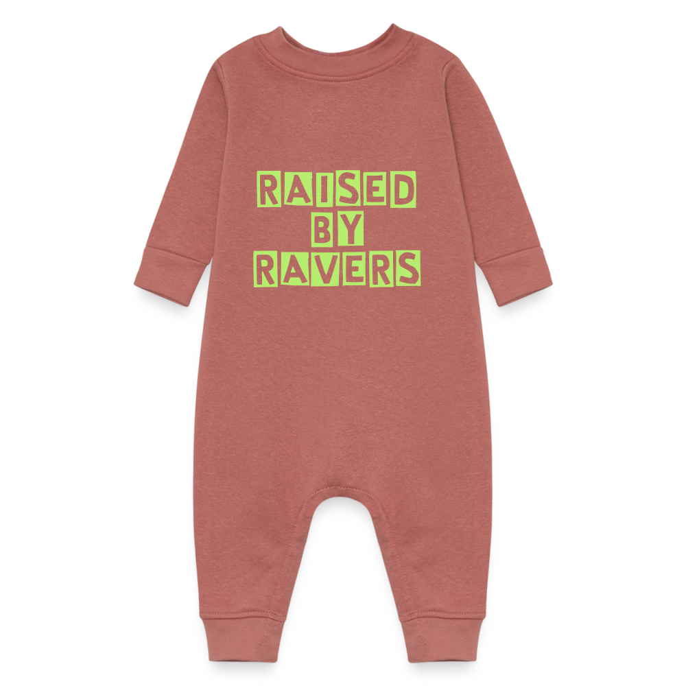 Raised by Ravers Baby Fleece Onesie - mauve