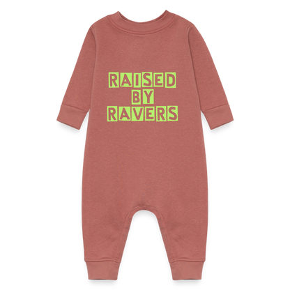 Raised by Ravers Baby Fleece Onesie - mauve