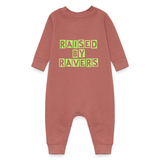 Raised by Ravers Baby Fleece Onesie - mauve