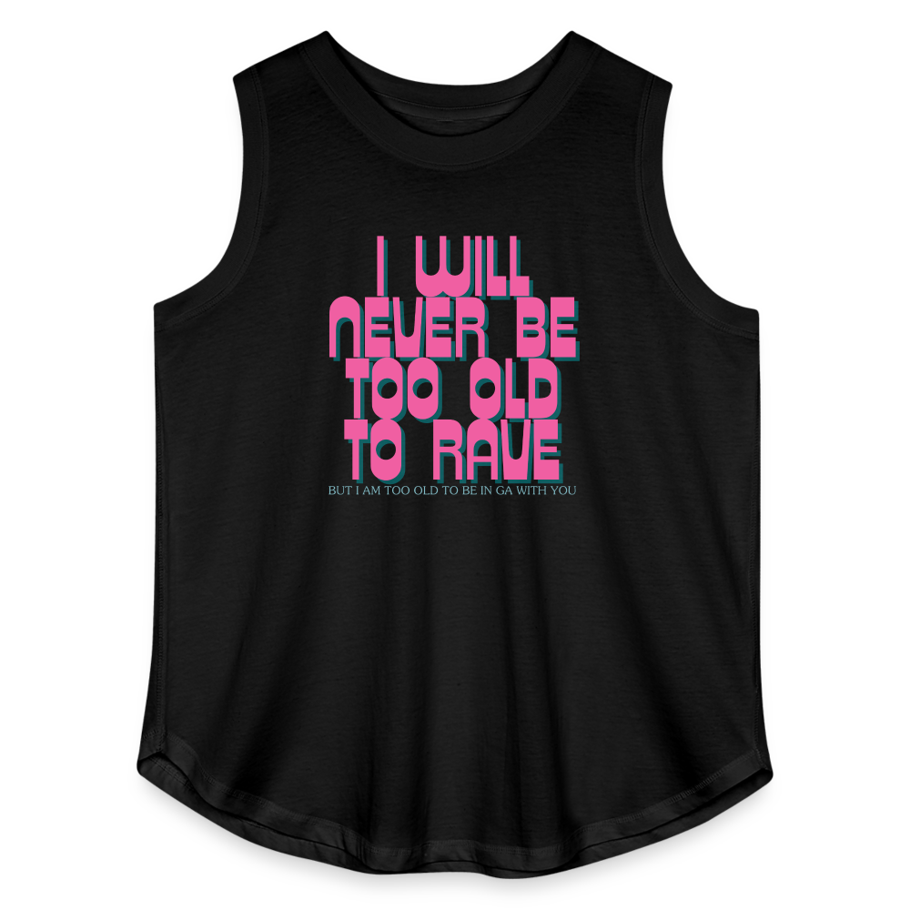 Never Too Old To Rave Curvy Relaxed Tank Top - black