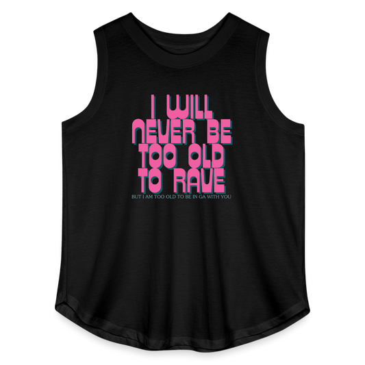 Never Too Old To Rave Curvy Relaxed Tank Top - black