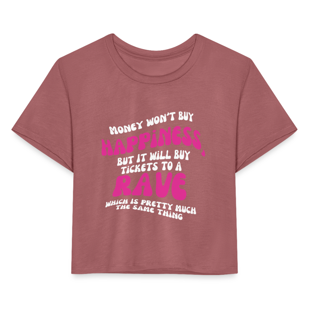 Money Buys Raves Cropped T-Shirt - mauve