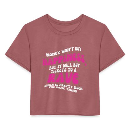 Money Buys Raves Cropped T-Shirt - mauve