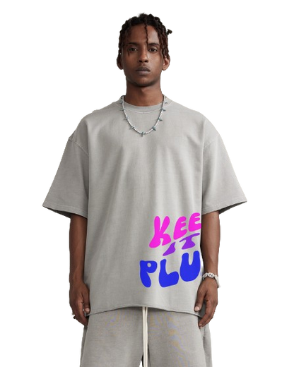 Keep It PLUR Raw Hem Oversized T-Shirt (Unisex) - Garden Of EDM