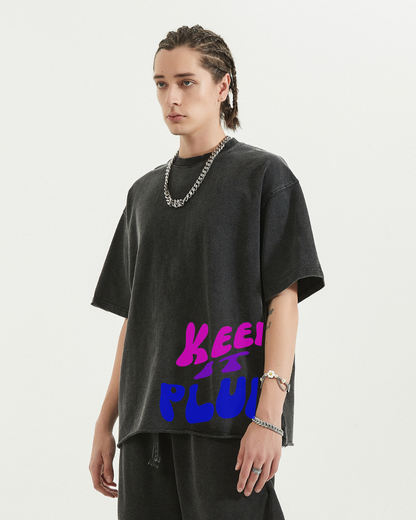 Keep It PLUR Raw Hem Oversized T-Shirt (Unisex) - Garden Of EDM