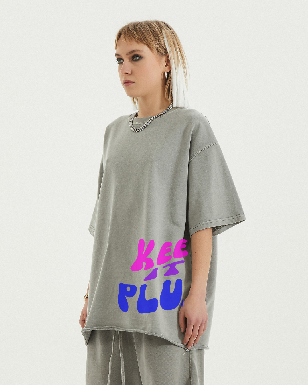 Keep It PLUR Raw Hem Oversized T-Shirt (Unisex) - Garden Of EDM