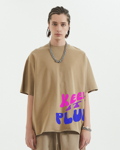 Keep It PLUR Raw Hem Oversized T-Shirt (Unisex) - Garden Of EDM