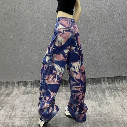 Tie Dye Wide Leg Cargo Pants