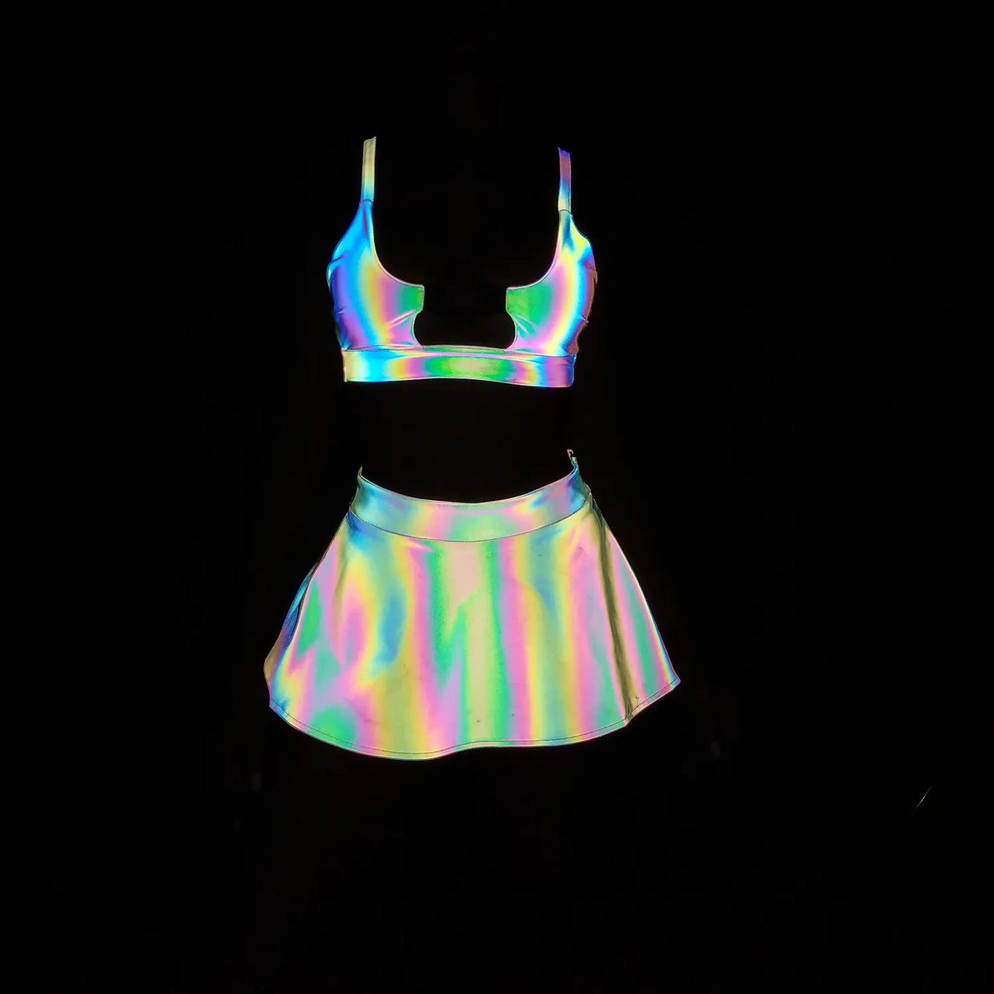 Reflective Base Skater Skirt Set - Garden Of EDM