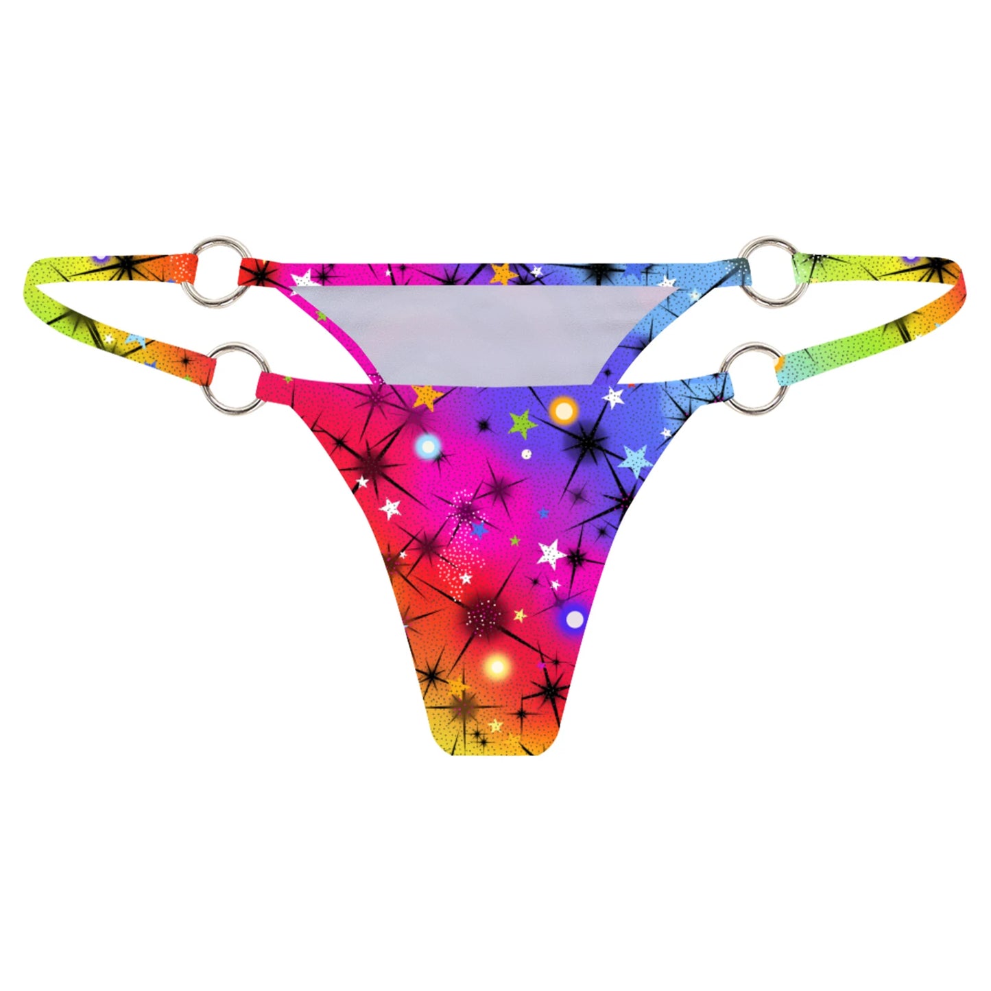 Cosmic Rainbow Flare Sleeve Crop Top and Skater Skirt Set