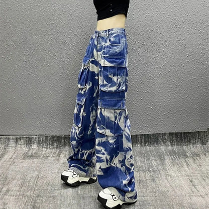 Tie Dye Wide Leg Cargo Pants