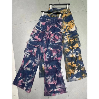 Tie Dye Wide Leg Cargo Pants