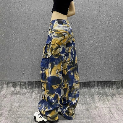 Tie Dye Wide Leg Cargo Pants