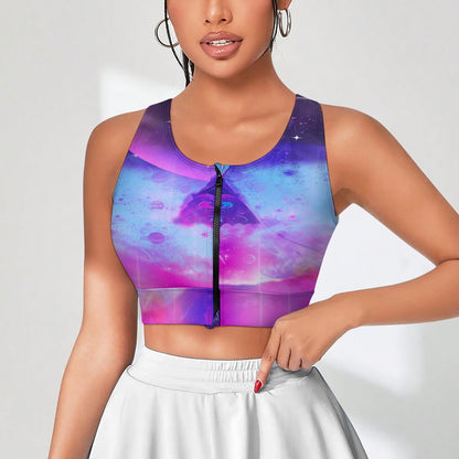 Celestial Focus Zipper Crop