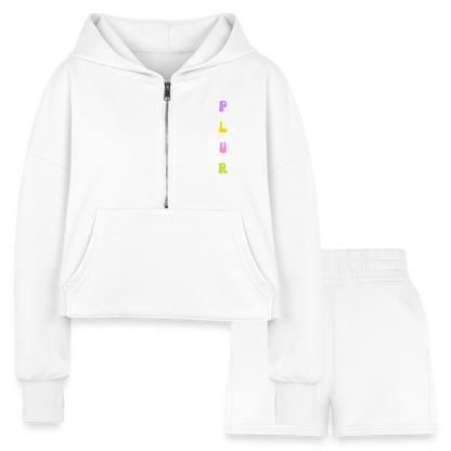 PLUR Women’s Crop Hoodie & Short Set - white