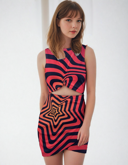 Red Illusions Dress Set