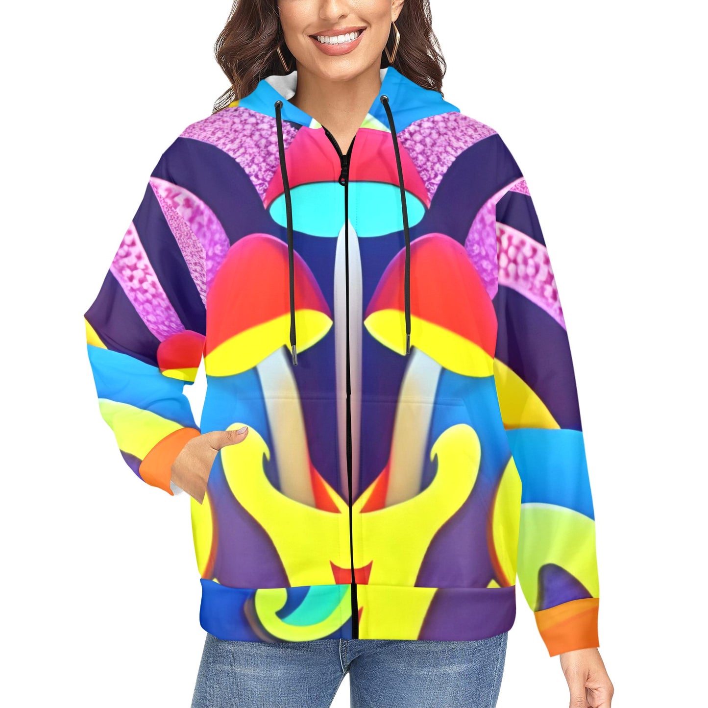 Mushroom Women's Fleece Full-Zip Hoodie - Garden Of EDM