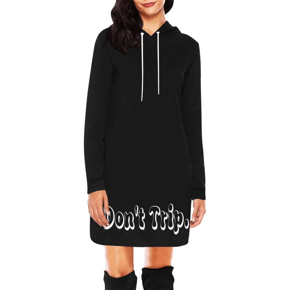 Don't Trip. Trip. BLK Women's All Over Print Hoodie Mini Dress - Garden Of EDM