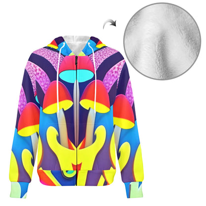 Mushroom Masc Fleece Full-Zip Hoodie - Garden Of EDM