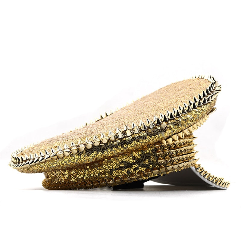 Gold Rivet Captain's Hat - Garden Of EDM