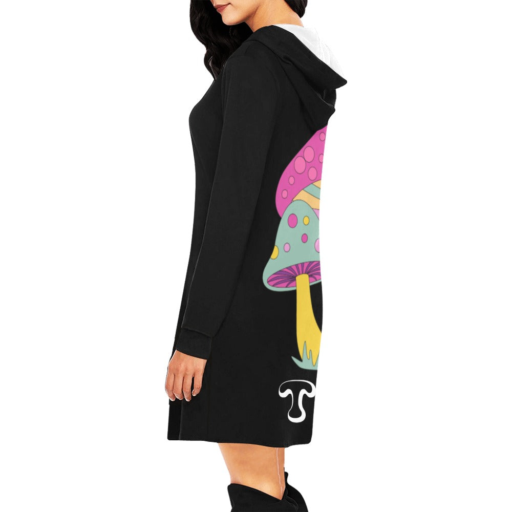 Don't Trip. Trip. BLK Women's All Over Print Hoodie Mini Dress - Garden Of EDM