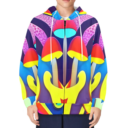 Mushroom Masc Fleece Full-Zip Hoodie - Garden Of EDM