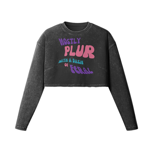 Mostly PLUR Long Sleeve Crop - Garden Of EDM