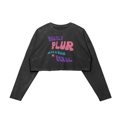 Mostly PLUR Long Sleeve Crop - Garden Of EDM